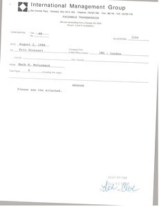 Fax from Mark H. McCormack to Eric Drossart