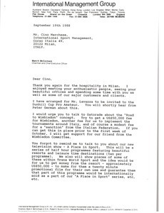 Letter from Mark H. McCormack to Cino Marchese