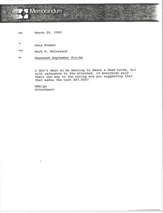 Memorandum from Mark H. McCormack to Hans Kramer