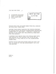 Fax from Mark H. McCormack to H. Richard Isaacson