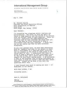 Letter from Mark H. McCormack to Masaaki Morita