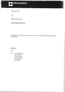 Fax from Mark H. McCormack to list