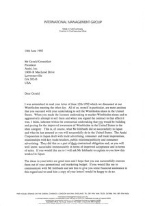 Letter from Mark H. McCormack to Gerald Greenblatt