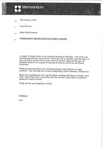 Memorandum from Mark H. McCormack to Patrick Proisy