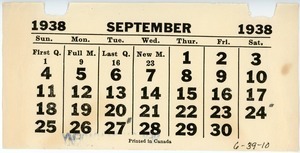 September 1938 calendar