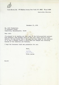 Letter from Ellen Levine to Judi Chamberlin