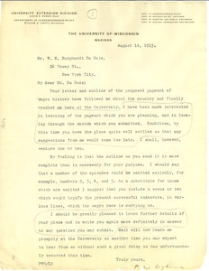 Letter from P. W. Dykema to W. E. B. Du Bois