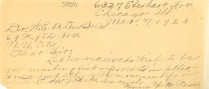 Letter from Minnie York Rose to W. E. B. Du Bois