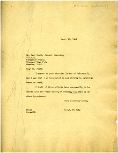 Letter from W. E. B. Du Bois to United Nations Association of Jamaica