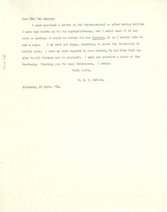 Letter from W. E. B. Du Bois to E. J. Van Lennep