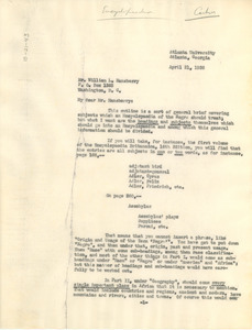 Letter from W. E. B. Du Bois to William Leo Hansberry
