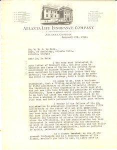 Letter from N. B. Herndon to W. E. B. Du Bois