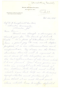 Letter from Annah May Soule to W. E. B. Du Bois