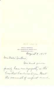 Letter from Otelia Cromwell to W. E. B. Du Bois