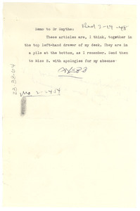 Memorandum from W. E. B. Du Bois to Hugh H. Smythe