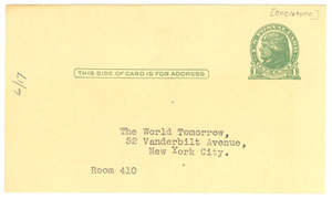 The World Tomorrow books of the month return postcard