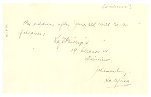 Address of Ray E. Phillips in South Africa