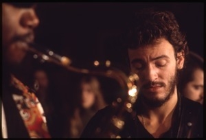 Bruce Springsteen with Clarence Clemons in the foreground, performing at Joe's Place