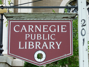 Carnegie Public Library: sign