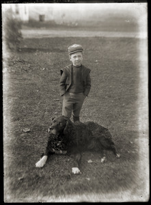 Portrait of a young boy with dog (Greenwich, Mass.)