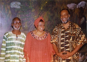 Sam Greenlee, Catherine Acholonu, and Everett Hoagland at the Pan-African Writers Association World Poetry Festival in Accra, Ghana