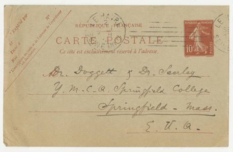 Postcard from Leon Mann to Dr. Doggett (August 30, 1914)