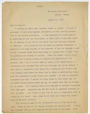 Transcript of a letter from James H. McCurdy to Laurence L. Doggett (August 17, 1917)