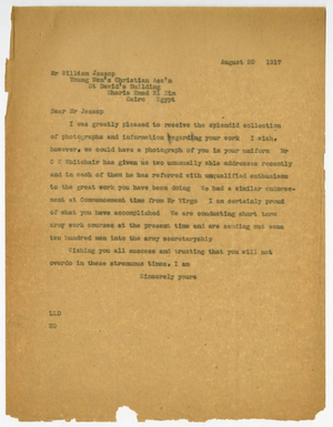 Letter from Laurence L. Doggett to William M Jessop (August 20, 1917)