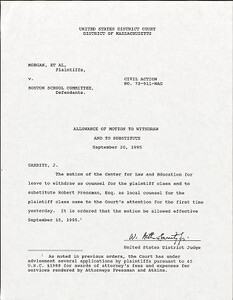 Allowance of Motion to Withdraw and to Substitute