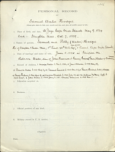 Personal record of Samuel W. Hodges (1116)