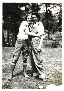 A Photograph of Dorris Bullard and Friend Hugging