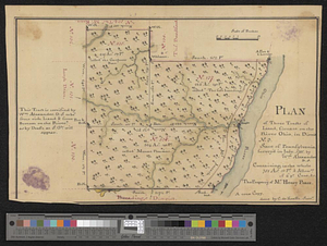 Plan of three tracts of land, situate on the river Ohio, in district no. 3. state of Pennsylvania
