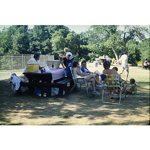Group of people enjoying an outdoor picnic