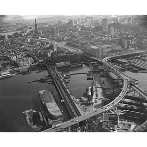 Aerial highway, North Station and Manger Hotel upper right, from Charlestown, Boston, MA