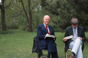 Rev. Thomas John Carlisle and Thomas C. Jorlling at Hopkins Forest Farm Museum opening