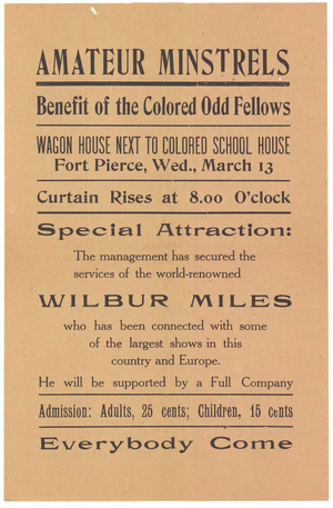 Amateur minstrels show handbill, 1907 February 25