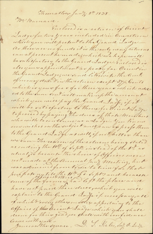 Letter from D. S. Fales to John Barnard , 1838 January 8