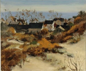 "Untitled (Fall landscape with houses)" Vollian Burr Rann (1897-1956)