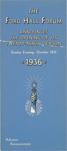 Ford Hall Forum Announcement of 29th Season, 1936