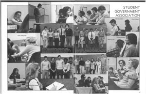 Student Government meeting photograph from the 1978 issue of Suffolk University's Beacon yearbook