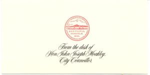 John Joseph Moakley's Boston City Council notecard with logo