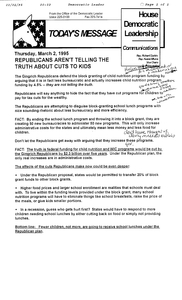 House Democratic Leadership newsletter "Today's Message: Republicans aren't telling the truth about cuts to kids", 2 March 1995