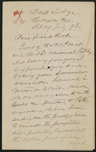 Letter, July 29, 1895, Capt. Sam C. Reid to James Jeffrey Roche