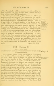 1783 Chap. 0051 An Act Vesting Certain Powers In Justices Of The Peace In Criminal Cases.