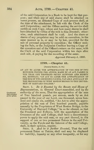 1799 Chap. 0041 An Act To Alter The Appropriation Of The Sum Of Two ...