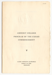 Amherst College Commencement program, 1953 June 14