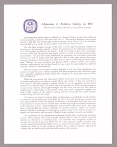 Amherst College annual report to secondary schools and information for applicants for admission, 1967