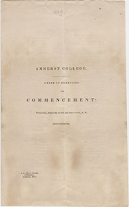 Amherst College Commencement program, 1838 August 22