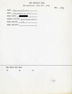 Citywide Coordinating Council daily monitoring report for Hyde Park High School by Marilee Wheeler, 1975 November 4