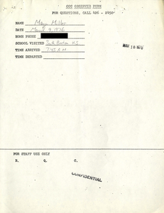 Citywide Coordinating Council daily monitoring report for South Boston High School by Marc Miller, 1976 March 9